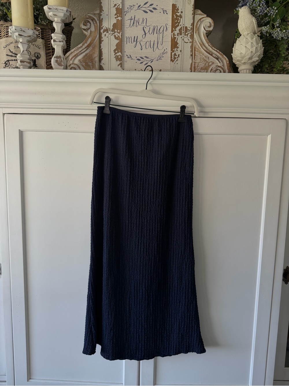 Women’s Navy Textured Maxi Skirt